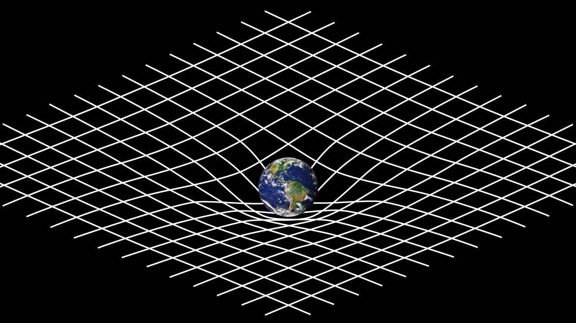 According to the general theory of relativity, gravity is not an actual force. A mass curves the space around it. For example, the Earth doesn't pull on the Moon to keep it close. Instead, the Moon stays in orbit around the Earth by following the curvature of space created by the Earth's mass.