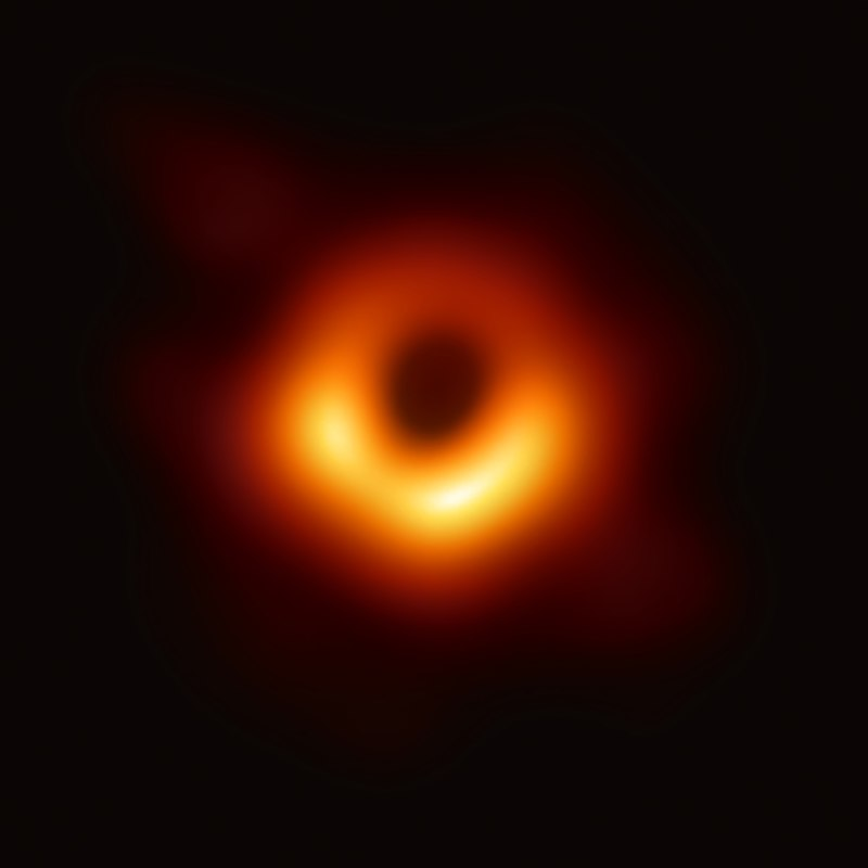 The first ever image of a black hole. This is the supermassive black hole in the center of the galaxy M87. Credit: Event Horizon Telescope Collaboration